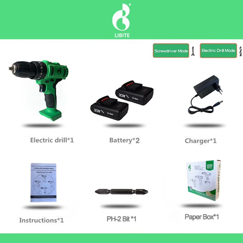 Cordless Drill Lithium Battery 12V Wireless Drilling Electric Screwdriver Electric Drill Mini Wireless Power Driver DC: CD20A2