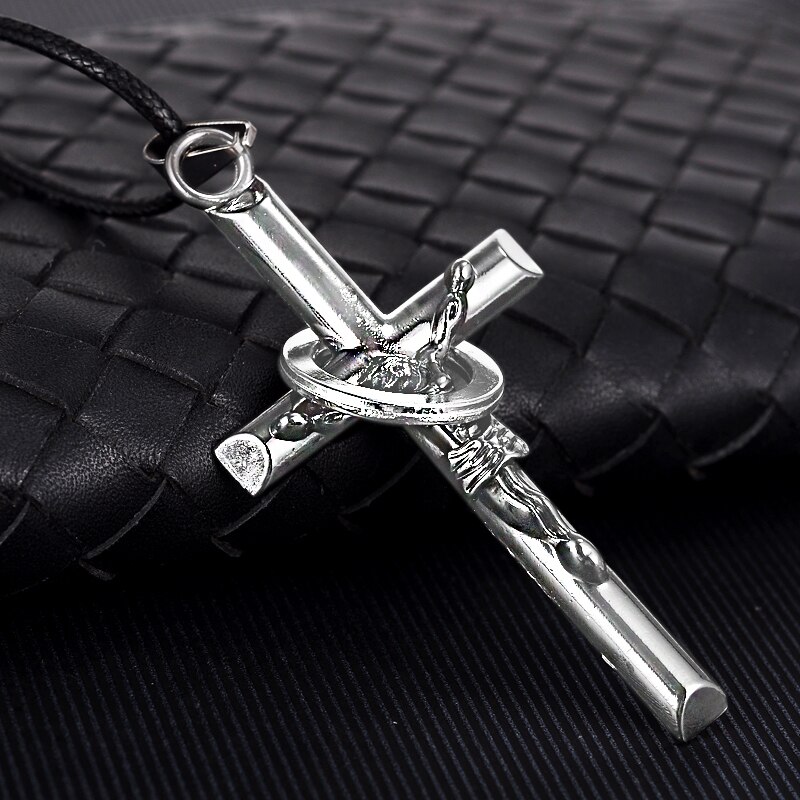 Mode Kruis Ketting Jezus Christus Crucifix Ketting Man Hangers Met Ketting Unisex Vrouwen Sieraden Mannen Festival: Silver / Box Chain 70CM