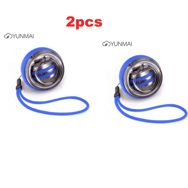3 Colors Original Yunmai Wrist Ball Trainer LED Gyroball Essential Spinner Gyroscopic Forearm Exerciser Gyro Ball Decompression: 2pcs Blue
