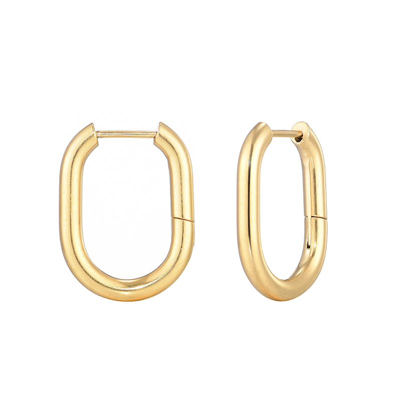 Pendientes de aro de acero inoxidable brillantes para mujeres y hombres, Hip Hop Steapunk, corazón ovalado redondo, Color negro, dorado y plateado, de joyería Huggie: Verde