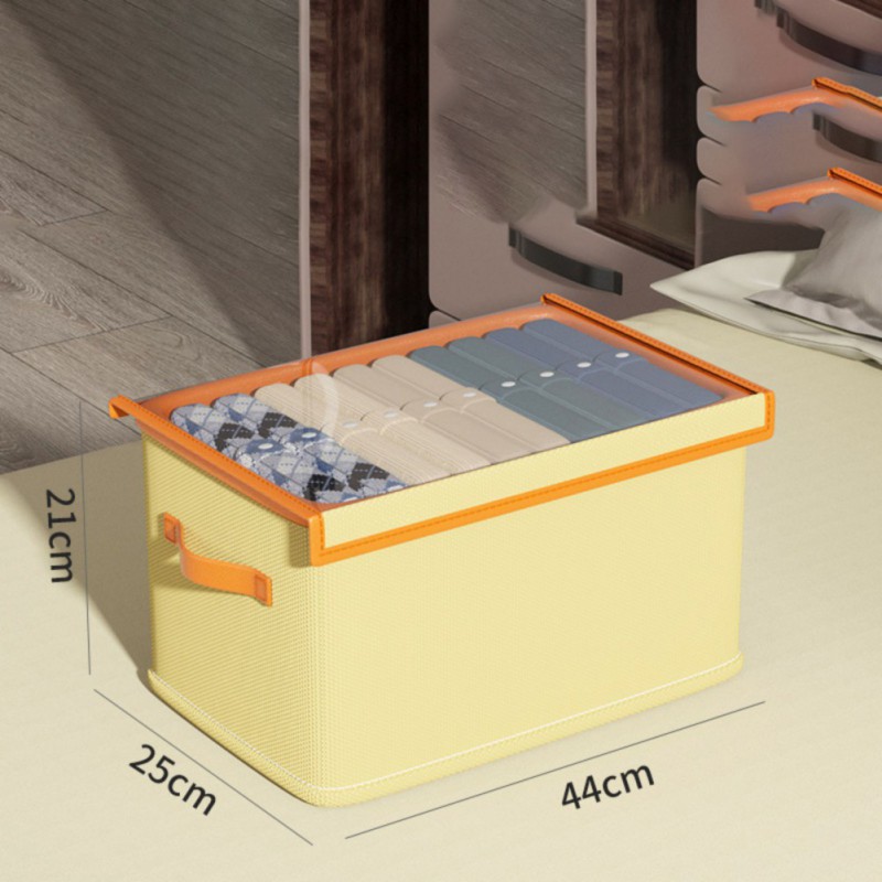 Foldable Home Storage Box Clothes Trousers Home Multi-functional Compartment Drawer Wardrobe Soild Color Storage Boxes: light yellow