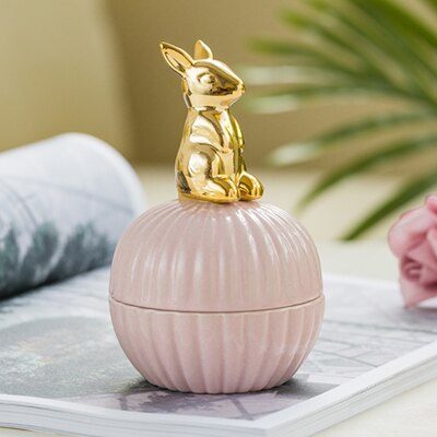Or 3d Chat kitty animaux En Porcelaine Porte-Bijoux Anneau Plat de Bijoux En Céramique Décor À La Maison Plateau Bol pot blanc Rose pour mariage: pink2