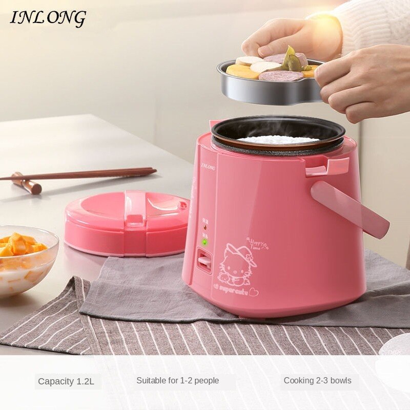 Multifunksjonell riskoker bærbar husholdnings riskoker non-stick panne mini 1.2l liten riskoker