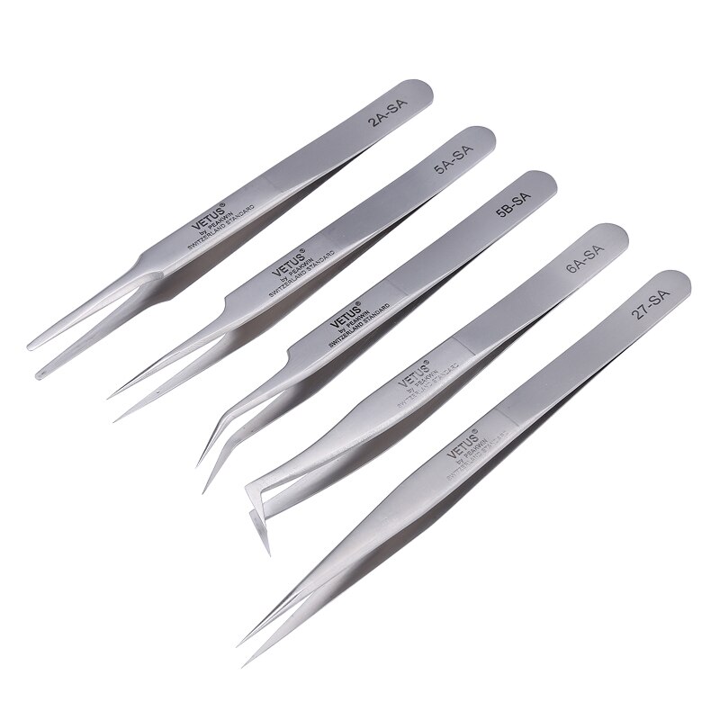 Hohe Präzision SA Serie VETUS Pinzette Pinzas Edelstahl Antimagnetisch Anti Säure Pinzette SS-SA 00-SA 5B-SA 7-SA