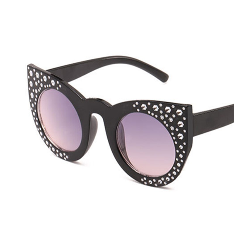 Xojox piger solbriller diamant hjerte børn briller høj kvalitet rhinestone hjerteformede børn solbriller  uv400: Sort