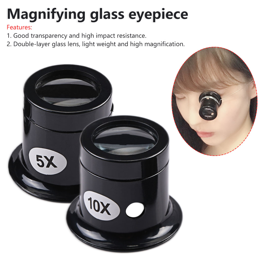 10X/5X Monoculaire Vergrootglas Loupe Lens Draagbare Juwelier Horloge Vergrootglas Tool Eye Vergrootglas Len Repair Kit