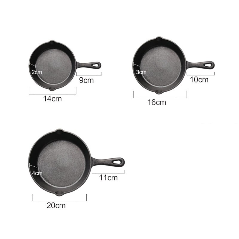 Gjutjärn non-stick 14-20cm stekpanna för gasinduktion spis ägg pannkaka gryta kök & matverktyg köksredskap