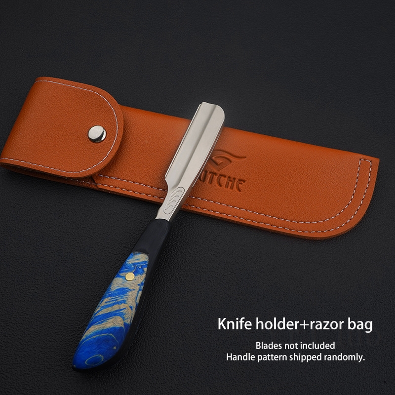 Maquinilla de afeitar de seguridad japonesa con mango recto, afeitadora de aleación de Zinc, recortadora de barba de madera, cuchilla de pluma, cuchillo de afeitar, herramientas de barbería de descanso: Naranja