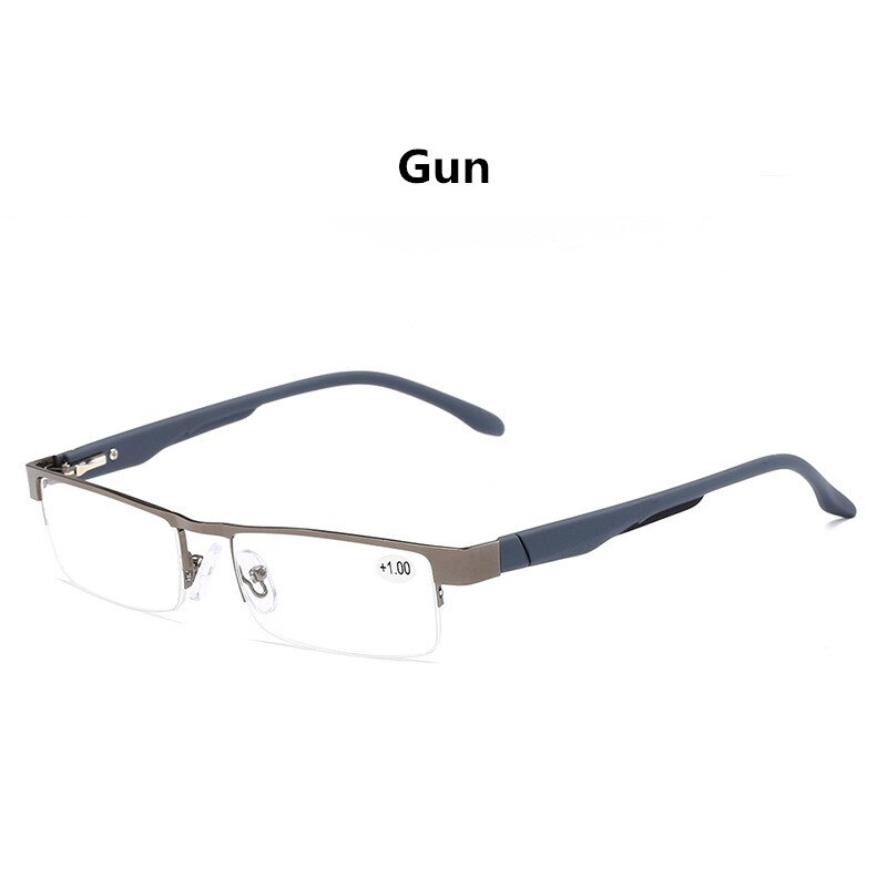 Higodoy Metall Lesebrille Männer Frauen Brillen Klare Linse Presbyopie + 1,0: +100 / Pistole