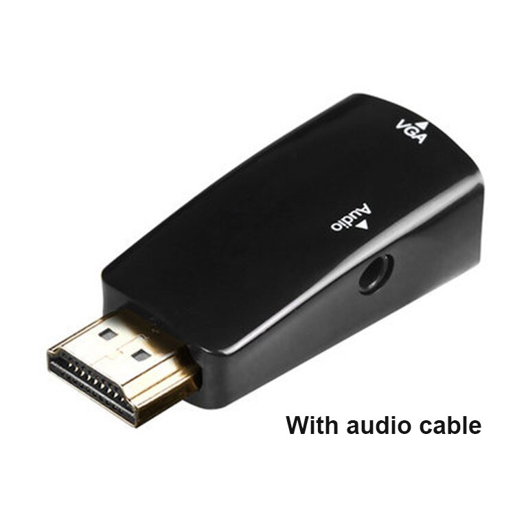 Hdmi-Compatibel Naar Vga Kabel Converter Man Famale Converter Adapter 3.5 Mm Jack Audio Hd 1080P Voor pc Laptop Tablet: Black