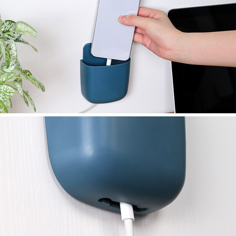 Round/ Square Wall Mounted Remote Storage Box Portable Home Device Remote Control Storage Box Organizer ABS Desktop Phone Shelf