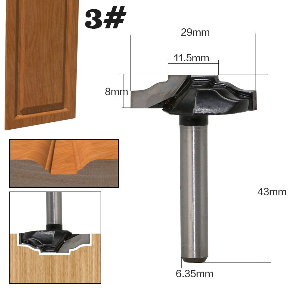 1 pc 1/4" Shank Woodworking Door Frame Router Bits for wood carbide lassical door cabinet bits Engraving Milling Cutter