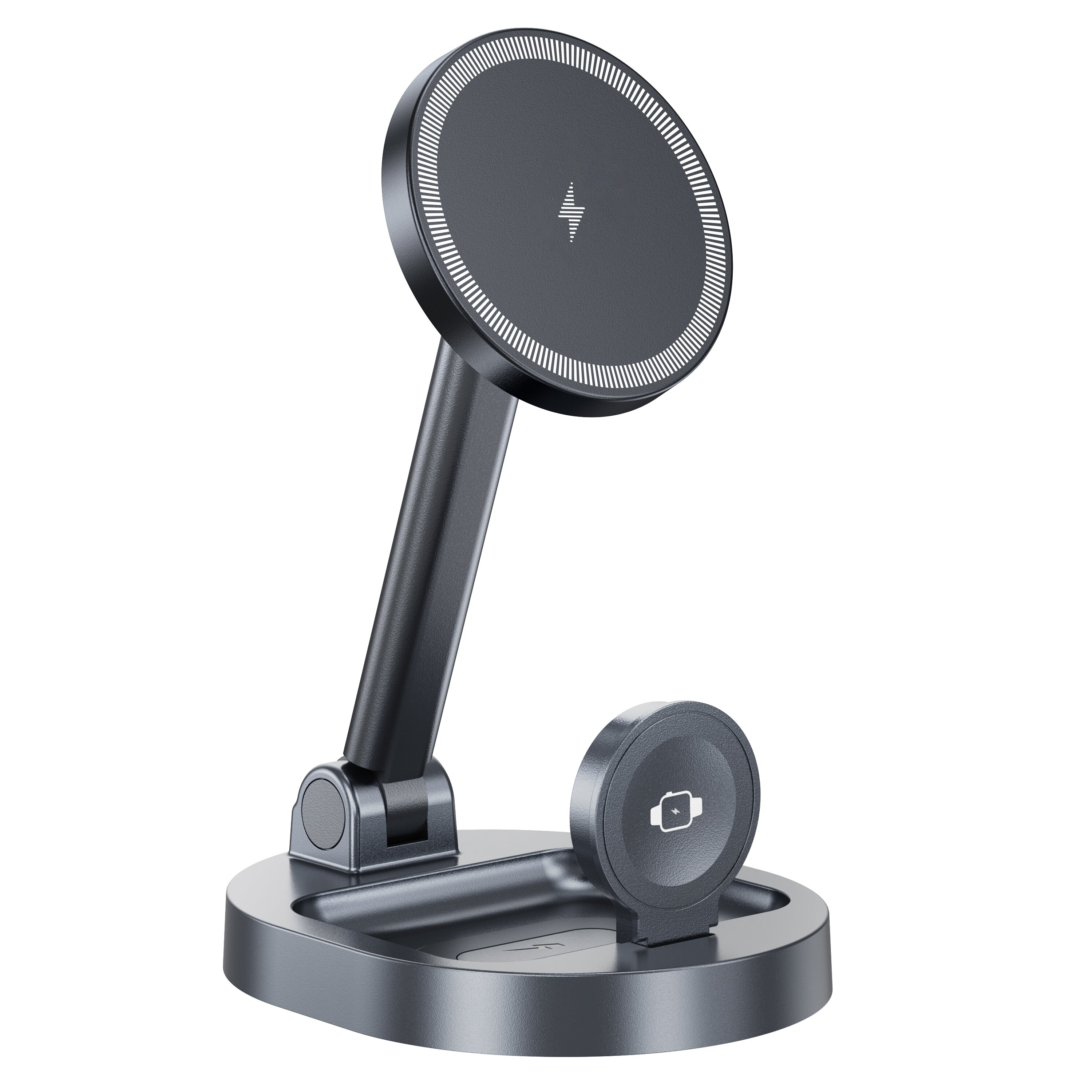 Magnético 2 em 1 carregador sem fio suporte almofada estação de carregamento rápido doca para iphone 15 14 13 12 pro max apple watch 8 7 6 airpods: Prata