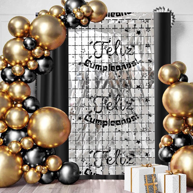 2m*1m Party Backdrop Curtain Metallic Foil Glitter Wall Backdrop Birthday Wedding Party Wall Decoration Photo Zone Backdrop