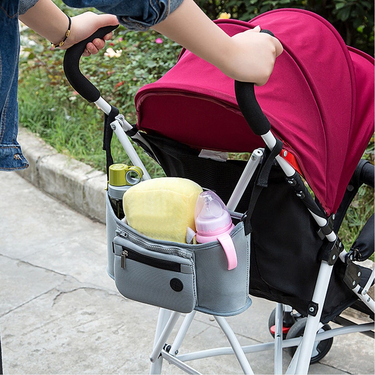 Barn barn nylon barnevogn buggy babyvogn oppbevaringsveske barnevogn kopp vogn arrangør mumieveske