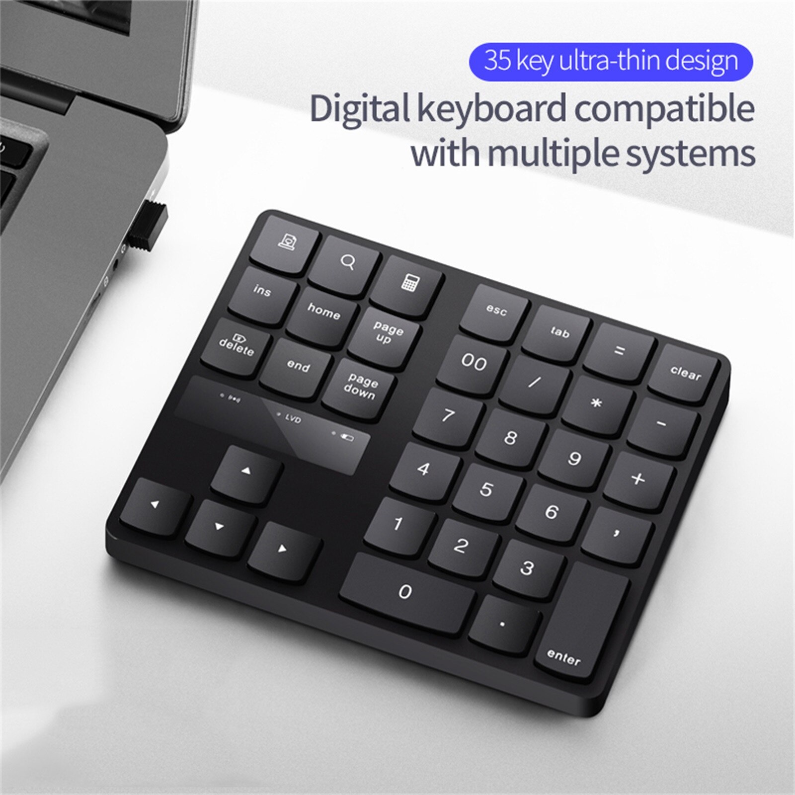 Wireless Numeric Keyboard Portable Keypad 35 Keys PC Rechargeable Digital Gaming Keyboards for Tablet Desktop Mechanical