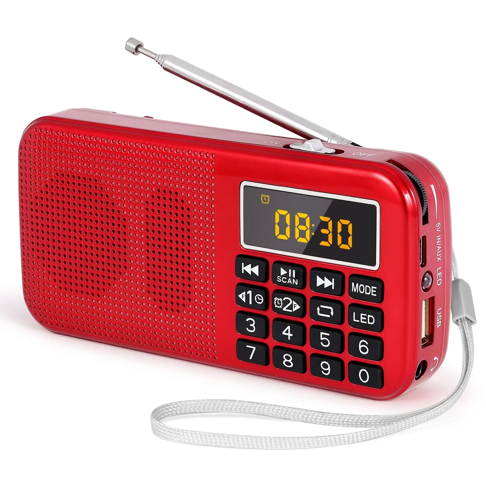 Bärbara fm-radioapparater digitalradio led-display uppladdningsbar radio usb/sd/tf/aux-spelare: Grön