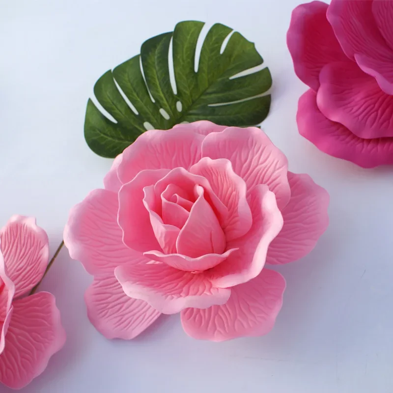 Grote Bruiloft Decoratie Rose Pe Foam Bloem Achtergrond Muur 3d Grote Bloem Simulatie Platte Bodem Rose Kunstbloem