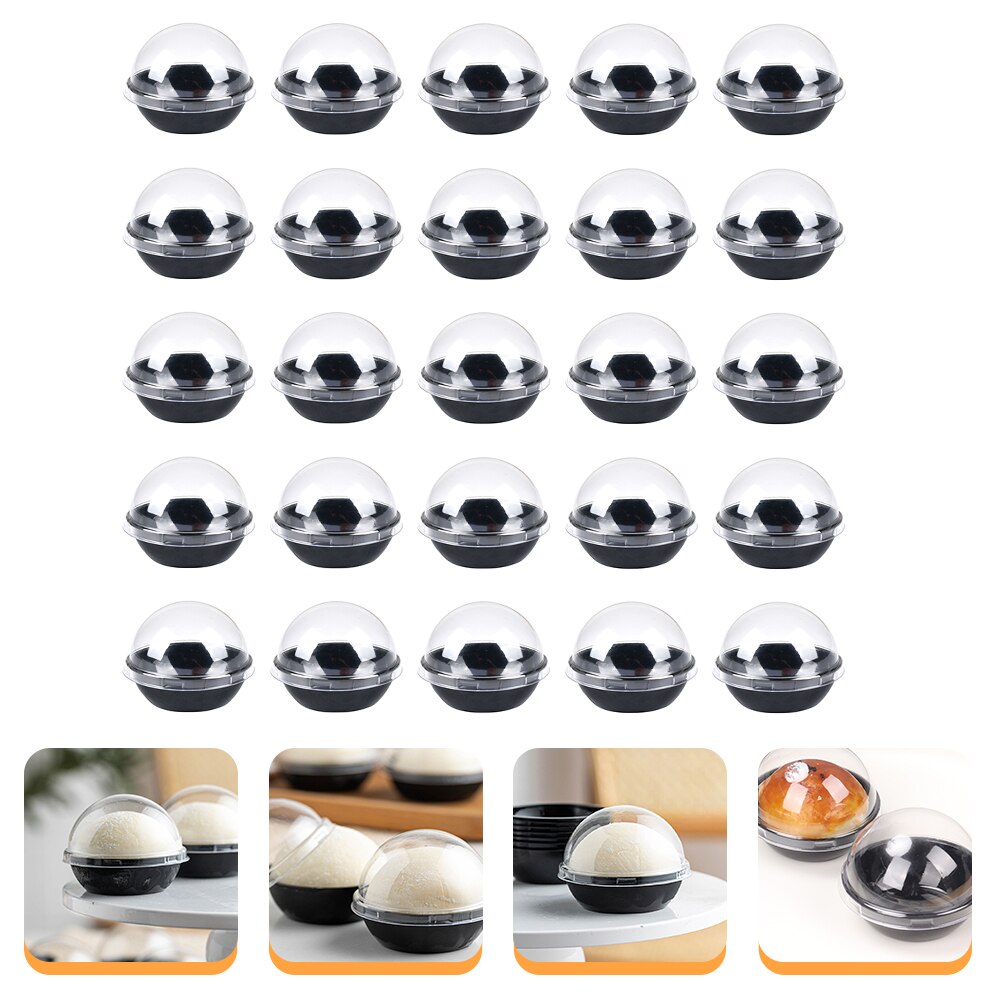 50pcs Transparent Plastic Dome Boxes Cookie Boxes Clear Dome Dessert Packaging Box