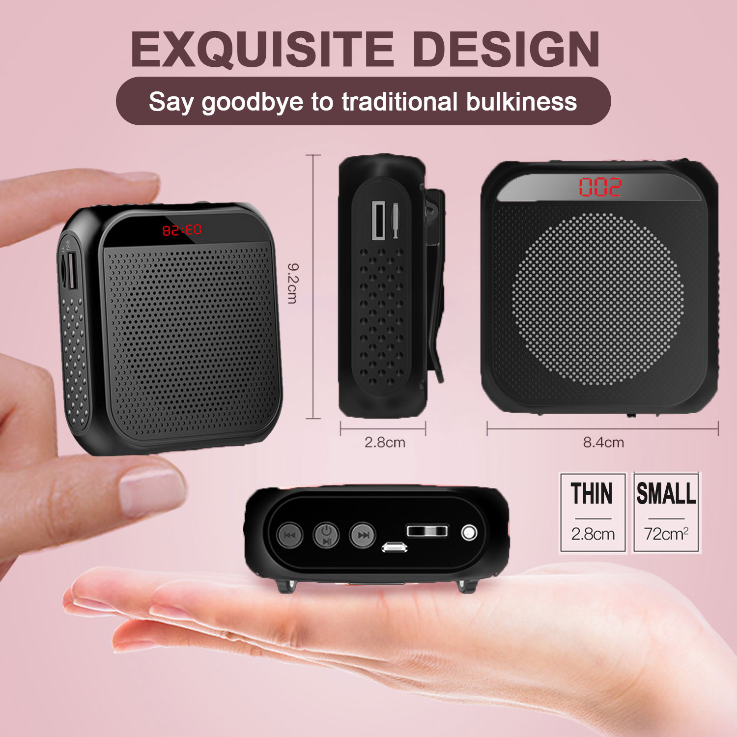Gosear-Amplificador de voz portátil multifuncional, altavoz Personal con pantalla de micrófono para profesores, 5W, 2400mAh