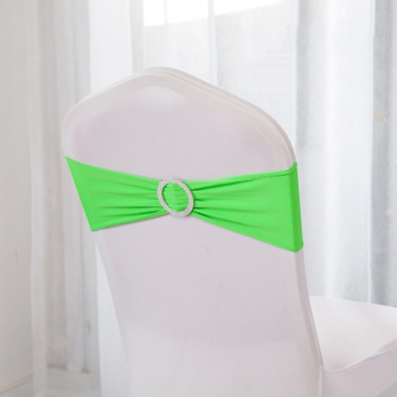 10 pièces/ensemble Spandex chaise bande noeud avec anneau rond pour mariage Banquet fête événement décoration élastique chaise ceintures Style: green