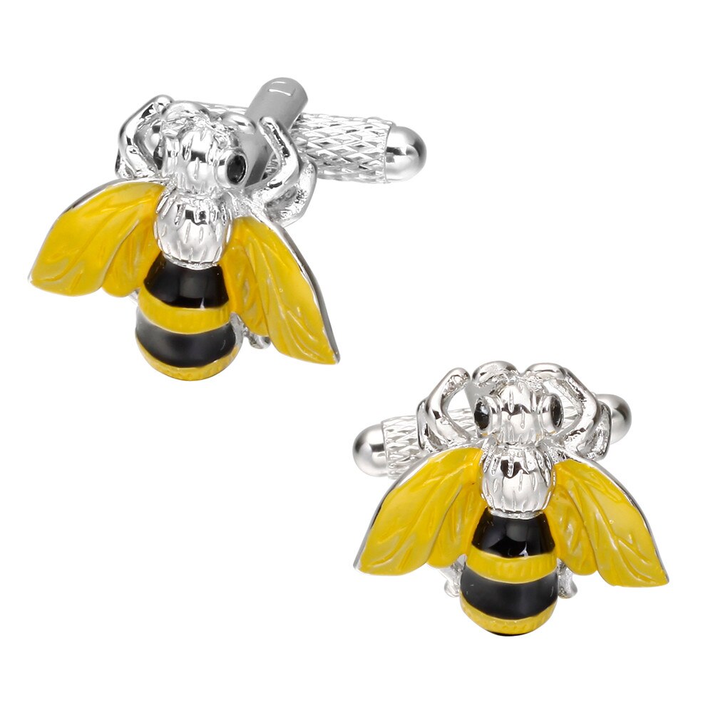 MeMolissa Schermo scatola Carino Classico Ape Gemelli con Oro Animale di Disegno di Affari del Mens Gemelli di Trasporto etichetta & Pulire Panno: solo Cufflinks