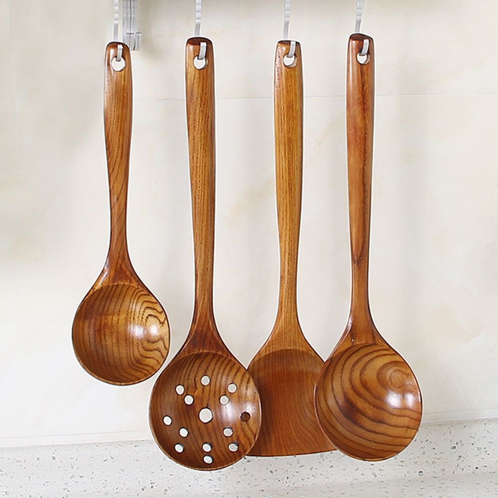 Big Wooden Rice Long Handle Spoon Soup Cooking Spoon Teak Wood Spoon Colander Ladle Skimmer Scoop Kitchen Utensils