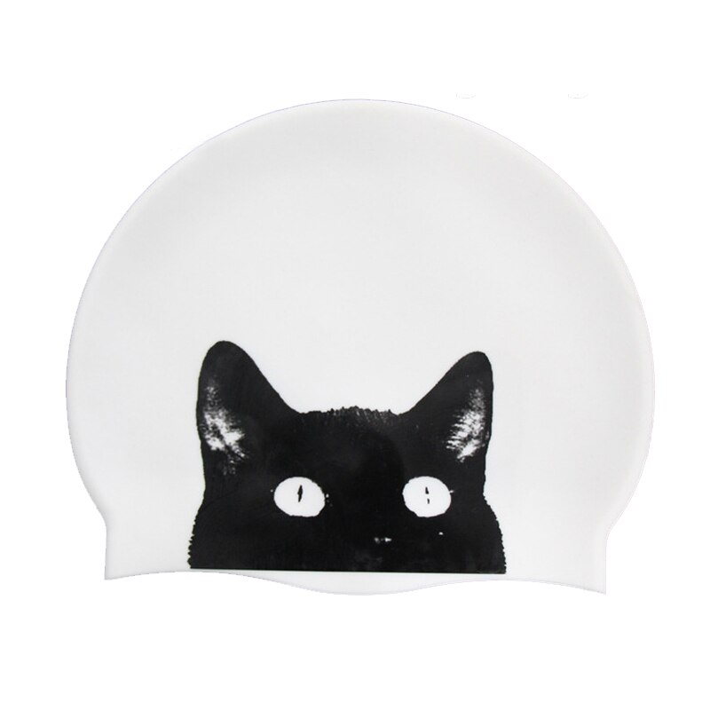 Kot kreskówkowy czepek dla psa osobowość basen kąpielowy czapki wodoodporny silikonowy kapelusz chroń uszy włosy dla mężczyzn kobiety chłopcy dziewczęta biały