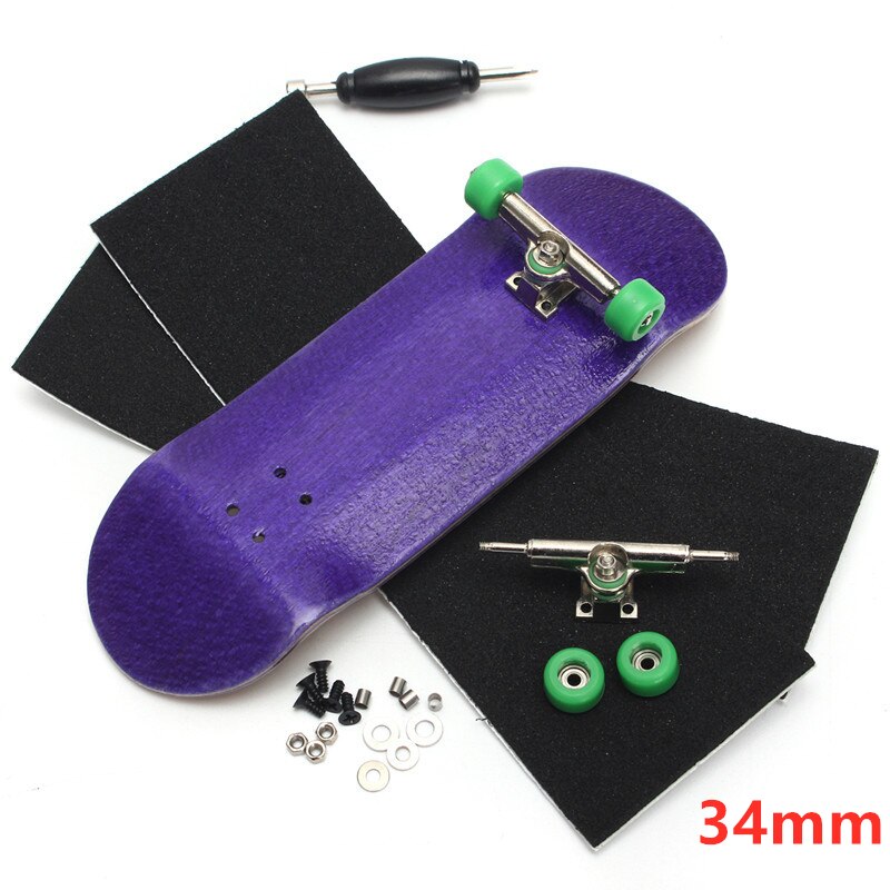 Wooden Finger Skateboards Finger Skate Board Wood Basic Fingerboard With Bearings Wheel Foam Screwdriver: 34mm purple