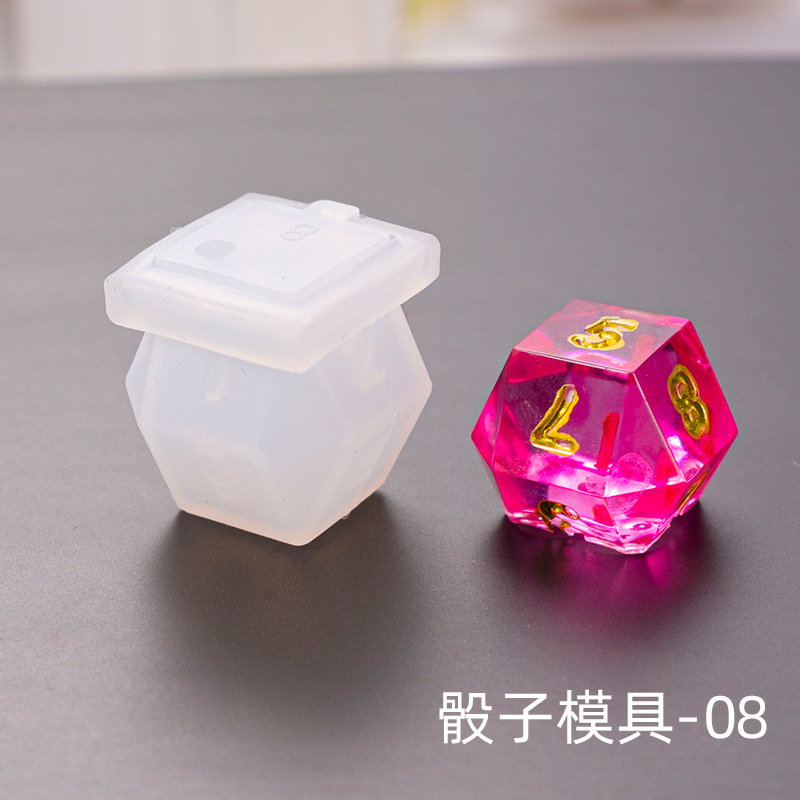 1PC DIY 3D Dice Series of Jewelry Making Tools Number Gamer Tools Silicone UV Resin Jewelry Molds: Type 8