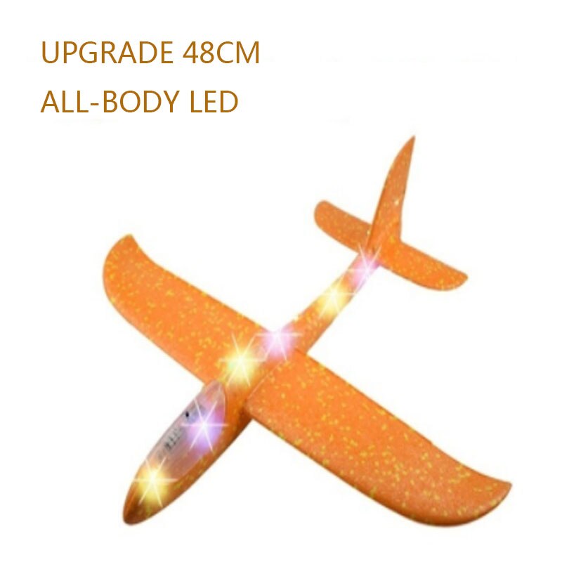 48CM Manual Throwing Foam Aircraft Manually Launching Aircraft Toys Educational Model Toys Children&#39;s Outdoor Sports Games Toys: full LED Yellow 48cm