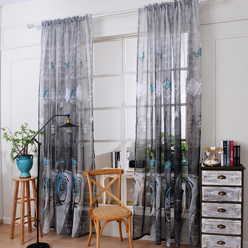 Cortinas de tul transparente de tela de lino y algodón suave para ventana de bicicleta de dormitorio, cortinas para cocina, cortinas de tul, 1 ud.