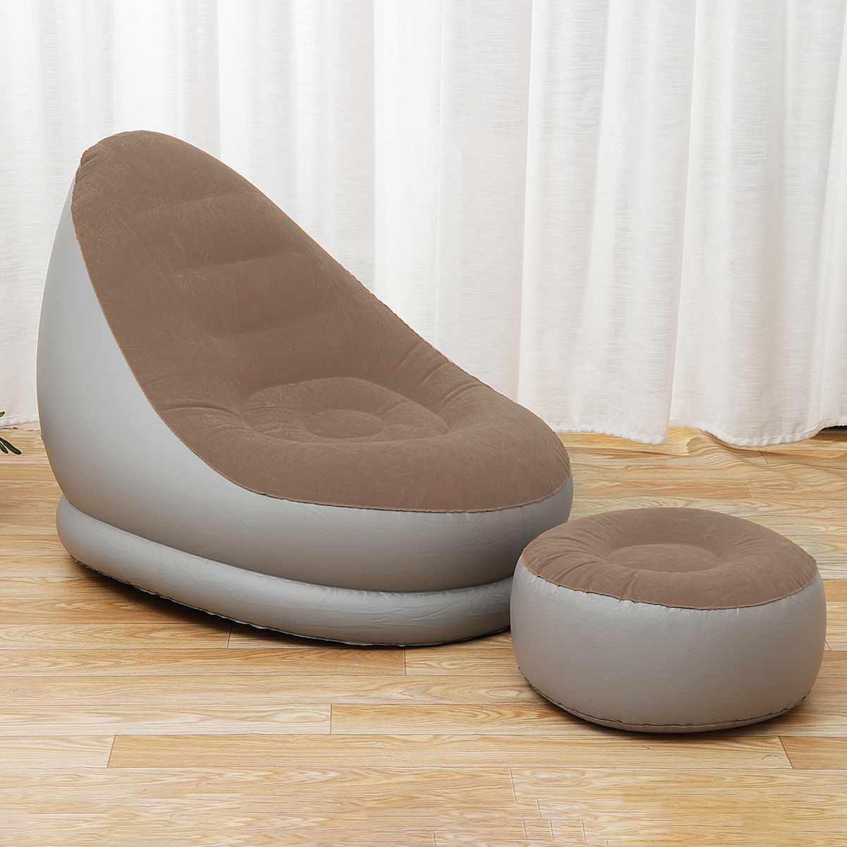 QIUMING Pouf Canapé Sans Remplissage En Tissu Lin - Chaise Longue Confortable Multicolore Pour Intérieur Et Extérieur