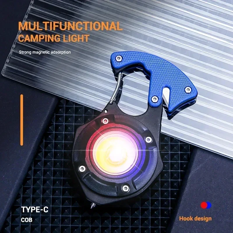 Linterna LED portátil multifuncional Mini COB llavero lámpara USB recargable luz de trabajo antorcha fuerte Camping linterna al aire libre