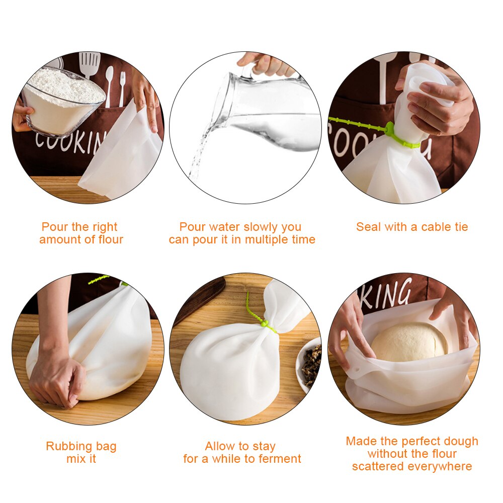 1.5KG Silicone Kneading Dough Bag Flour Mixer Bags Versatile Dough Mixer for Bread Pastry Pizza Kitchen Tool