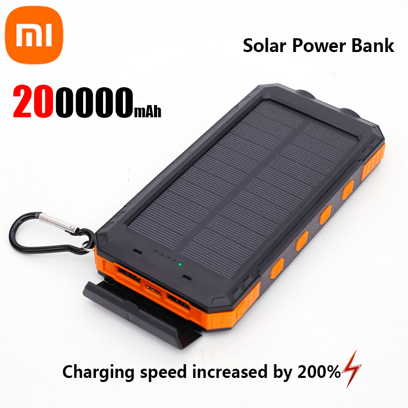 Xiaomi 200000 Cargador portátil de gran capacidad Solar Power Bank mAh Compatible con IOS Android USB-A y USB-C de carga rápida: BLANCO