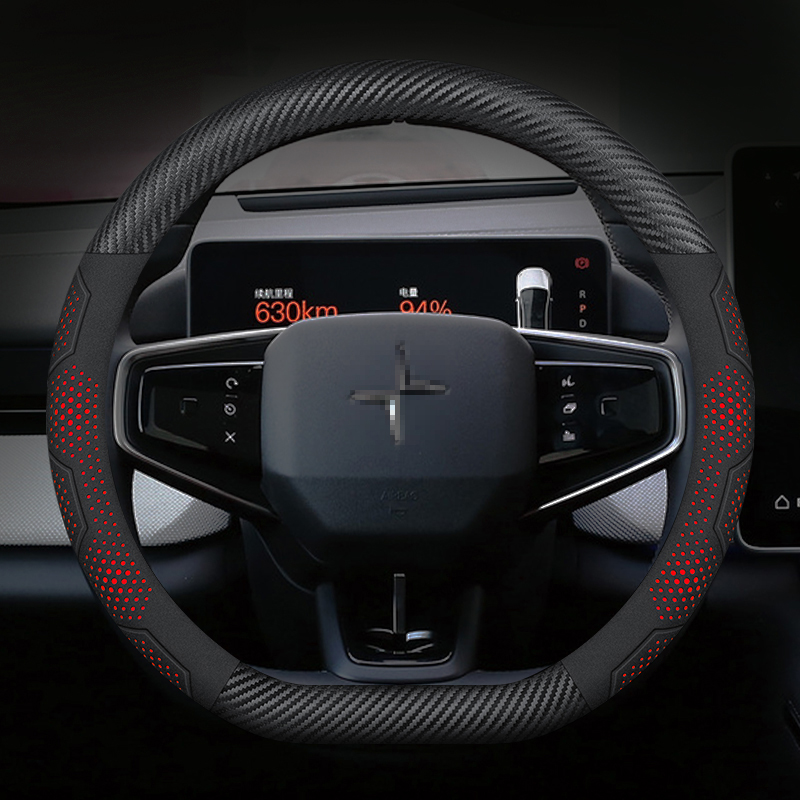 Til polestar 1 2 3 4 5 kulfiber ruskind mikrofiber læder skridsikkert bilratbetræk autotilbehør: Himmelblå