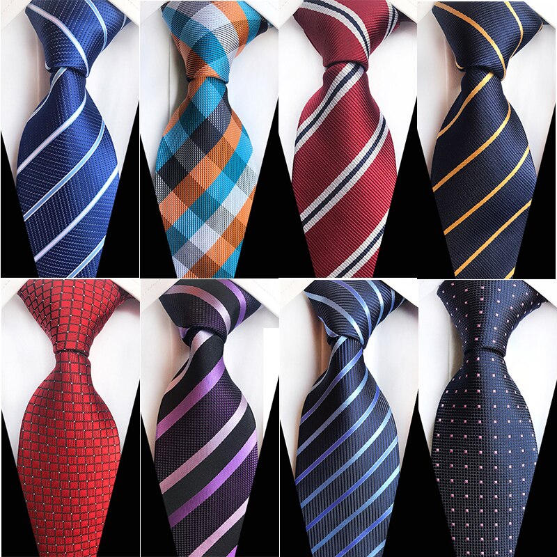 Gusleson 8Cm Mannen Zijden Stropdas Effen Plaid Gestreepte Stropdassen Voor Mannen Formele Zakelijke Bruiloft Accessoires Stropdas Voor Man Party