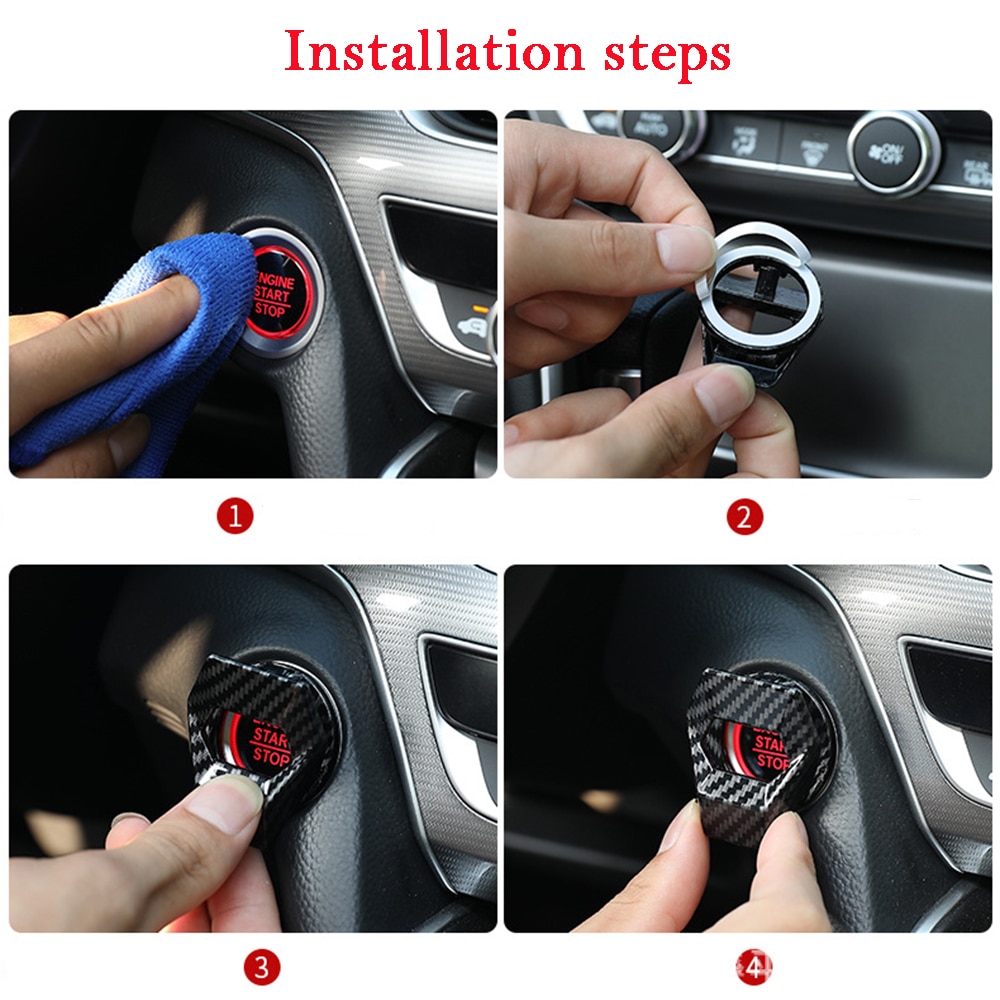 Car Engine Start Stop Switch Button Cover Decorative Auto Accessories Push Button Sticky Cover Car Interior