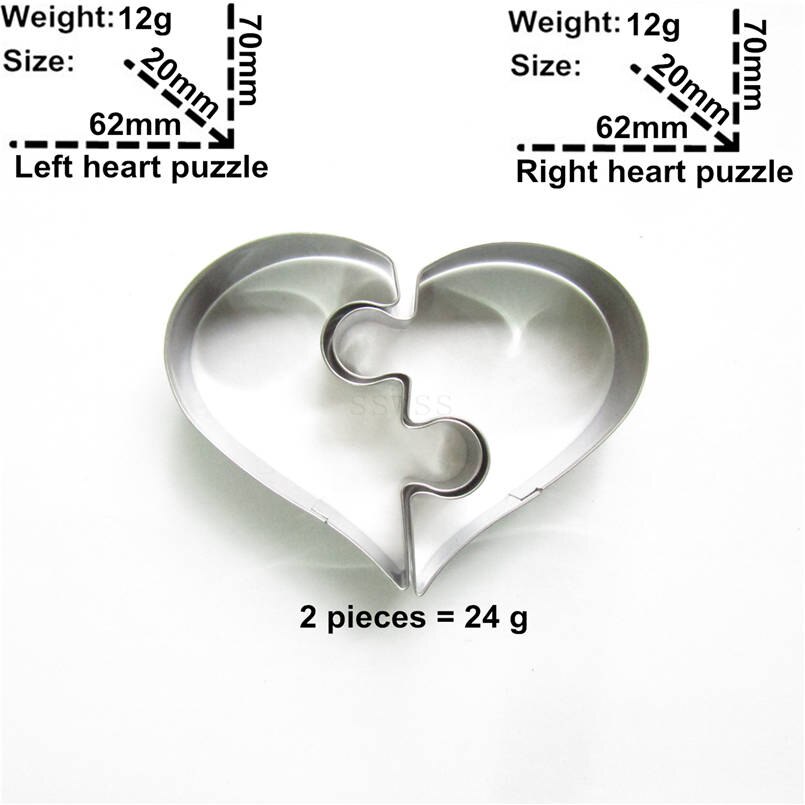 Directe Verkoop, Twee Harten Samen Liefde Puzzels Vorm Taart Decoreren Gereedschappen, Symbolische Cake Cookie Biscuit Bakken Mallen