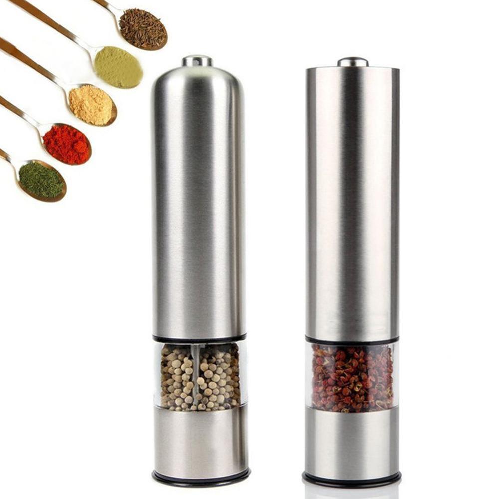 Elektrische Zout Peper Grinder Met Metalen Stand Automatische Accessoires Roestvrijstalen Keuken Peper Spice Shaker Molen