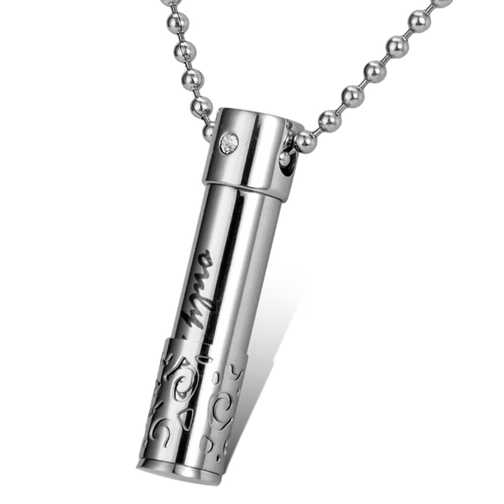 Dell'acciaio Inossidabile di modo Cilindro Memorial Vite Si Apre Urna Ciondolo Collana Cremazione Gioielli per Le Ceneri (Solo Amore): 9x38mm Silver