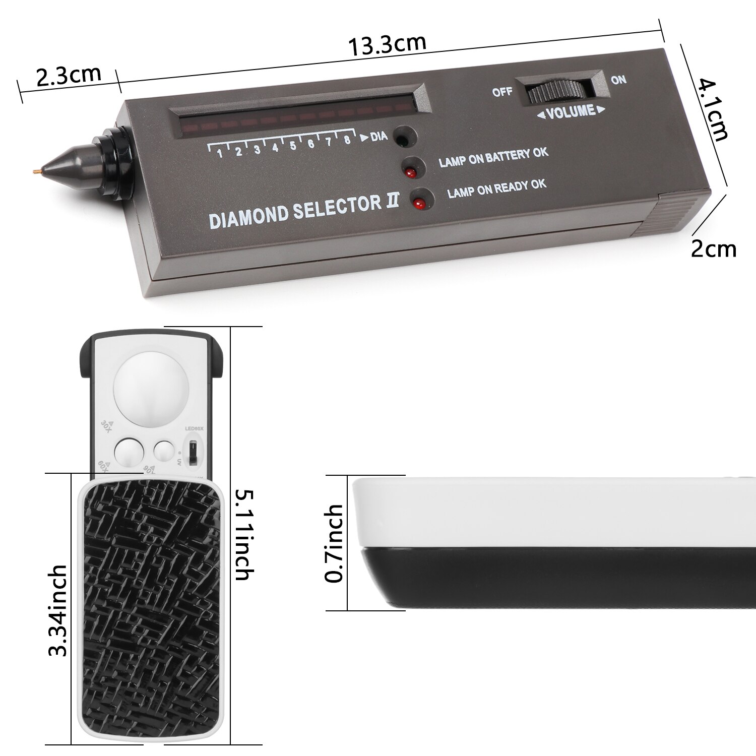Diamond Selector II Gem Tester Pen With Mini Illuminated Jewelry Gemstone Testing LED Magnifying Electronic Diamond Tester Tool