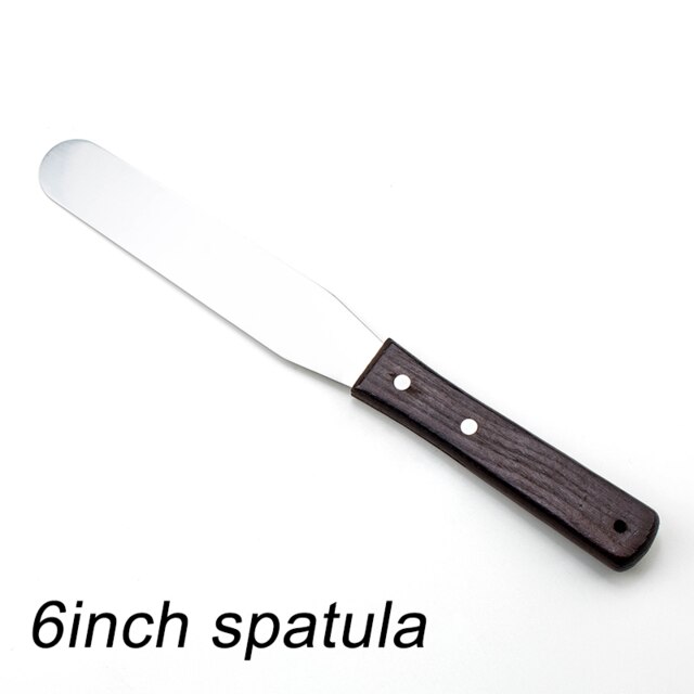 Fais Du 4 6 8 10 Inch Spatel Cake Decoreren Gereedschap Roestvrij Staal Met Houten Handvat Crèmemes Spatel Voor Cake Gladder Gladdere Glazuur: Chocolade