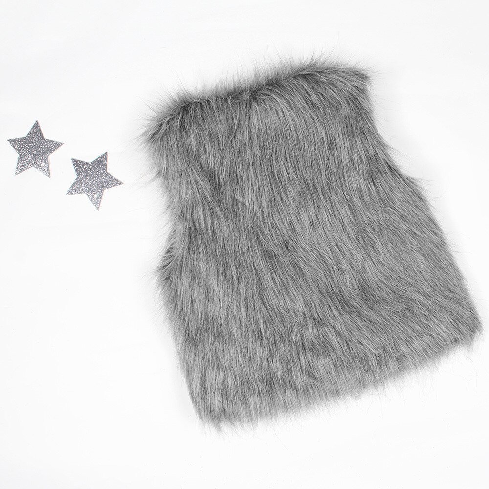 Off Grijs Peuter Kids Baby Meisje Vest Winter Warm Kleding Faux Fur Vest Dikke Jas Uitloper Kamizelka Dziecko @ 45