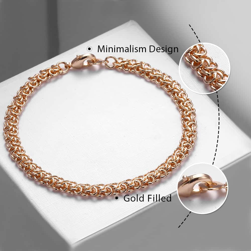 Bracelets For Women Men 585 Rose Gold Swirl Link Chain Bracelet Mens Woman Jewelry 6mm KCB09