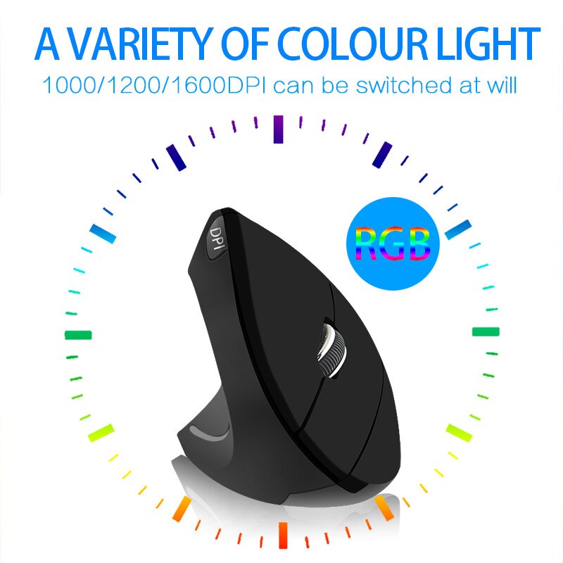 Wireless Left-handed Mouse Ergonomic Optical Vertical Gaming Mouse Rechargeable 1600DPI 5D Mice Mouse For Laptop PC