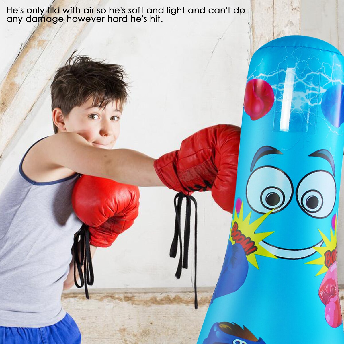 Unisex børn tumbler boksesæk fitness oppustelige børn sandsæk hjemmegymnastik fitness boksning kamp træning stress relief legetøj