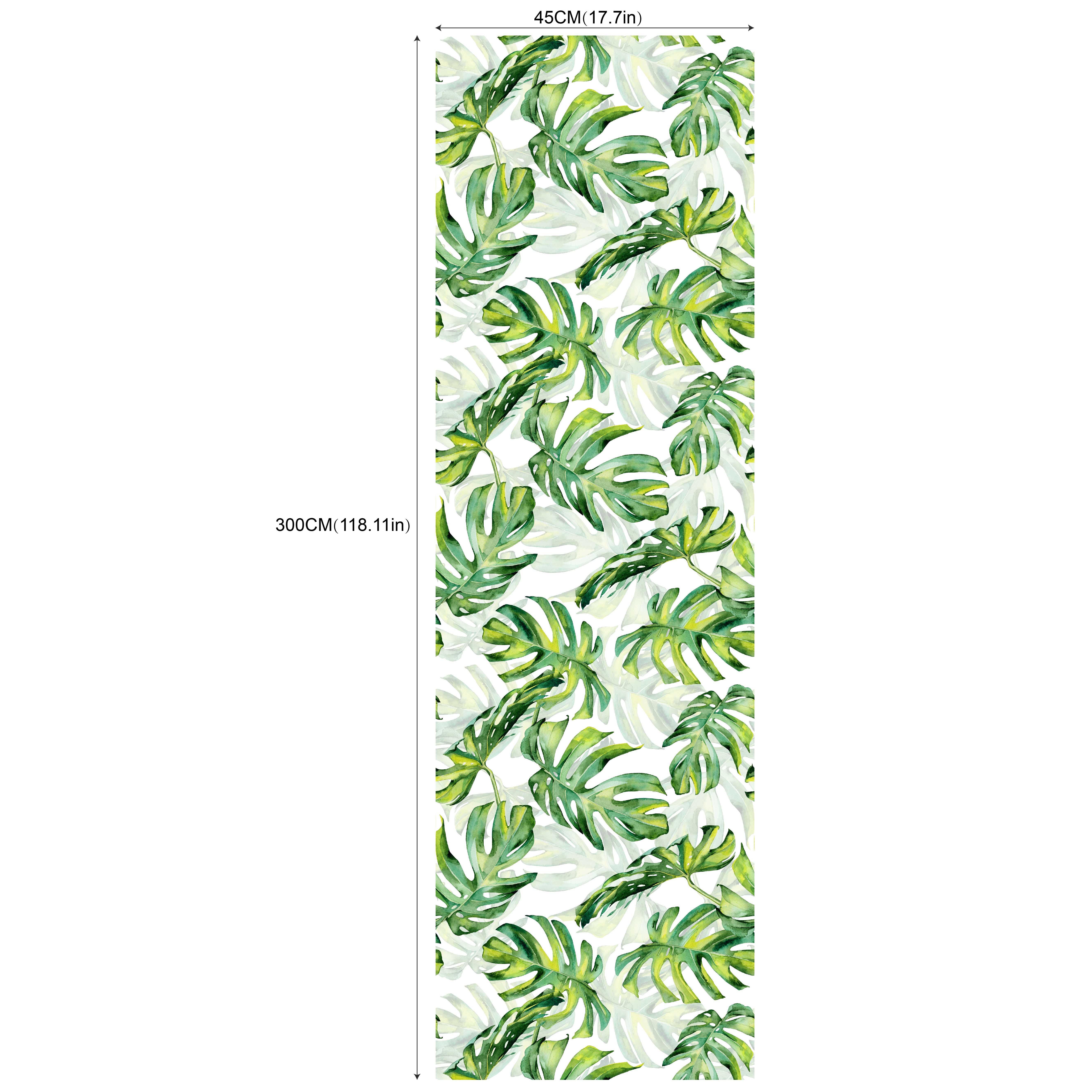 45*300cm tropisk jungle selvklæbende tapet grønne blade fugle dyreprint blomster botaniske farverige fliser wallsticker: -en
