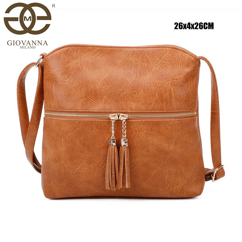 Bolsa feminina transversal, bolsa feminina transversal com alça ajustável pu e borlas liso design simples xx25: Marron